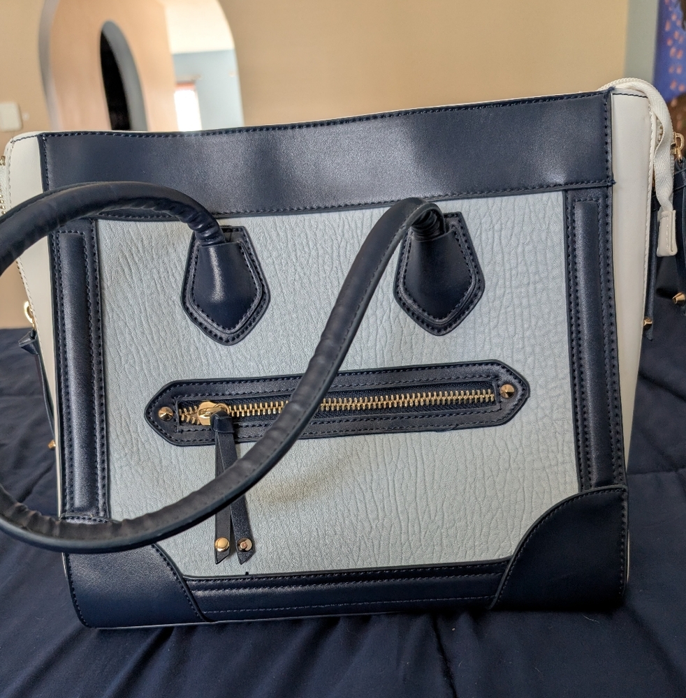 Aldo Elegant Navy and White Handbag